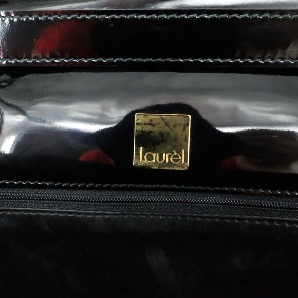 Laurel Bag Handbag Womens Black Patent Leather Suede Portfolio Vintage - Picture 11 of 11